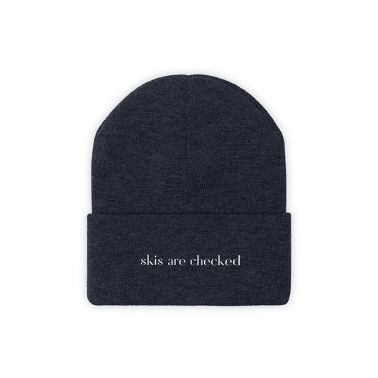 Skis Are Checked Knit Beanie